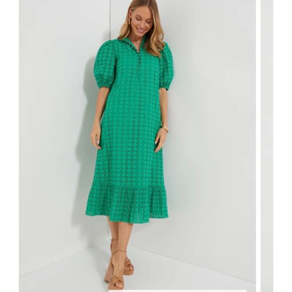 Hyacinth House Green Eyelet Midi Tryall Dress Women’s Size S - Picture 1 of 11